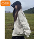 棉致美式高街飛行員夾克外套女春秋季新款潮流小個子寬松復(fù)古棒球服 XX03灰色【高品質(zhì)】 L 105-125斤