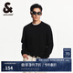 杰克·瓊斯（JACK&JONES）男裝針織衫純色舒適純棉立體鋼印圓領(lǐng)套頭毛衣 E40 黑色 M 175