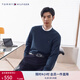 TOMMY HILFIGER【純羊毛】秋冬男裝簡約合身圓領(lǐng)打底羊毛衫針織毛衣02616 深藏青DV6 L （推薦：150-165斤）