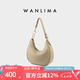 萬(wàn)里馬（wanlima）新品牛皮月牙包歐美時(shí)尚簡(jiǎn)約通勤單肩斜挎包腋下包女包七夕送禮物 珍珠灰