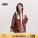 森馬（Semir）[商場(chǎng)同款]長(zhǎng)袖襯衫女中長(zhǎng)款oversize春2025格紋上衣101125105007