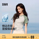 森馬（Semir）[商場(chǎng)同款]短袖T恤女撞色插肩袖修身2025夏涼感上衣101325100052