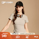 FILA FUSION斐樂潮牌女子針織短袖衫2025秋季新款時尚休閑緊身T恤 麥粉灰-GY L 170/88A/L