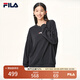 FILA 斐樂(lè)女裝衛(wèi)衣男女同款套頭衛(wèi)衣秋冬情侶款休閑加絨保暖長(zhǎng)袖上衣 正黑色-BK 160/84A/XS