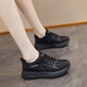 旻勝 黑色老爹鞋女工作鞋新款網(wǎng)面透氣防滑廚師百搭小黑鞋運動(dòng)鞋 黑色 38