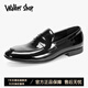 Walker Shop皮鞋男【甄選頭層牛皮】2025新款潮流瘦版男士亮皮休閑皮鞋透氣 黑色 40 （皮鞋碼）