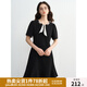 獨(dú)束大碼女裝2025夏新款波點(diǎn)飄帶連衣裙微胖收腰赫本風(fēng)氣質(zhì)小黑裙 烏梅黑-短款 L （尺碼：2）