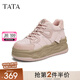 他她（TATA）粉色厚底板鞋女鞋休閑加絨高幫鞋松糕鞋春季新款GJZ01DM4 粉色（絨里） 38
