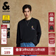 杰克·瓊斯（JACK&JONES）25年男裝秋季BSQ聯(lián)名長(cháng)袖T恤男個(gè)性寬松休閑重磅純棉圓領(lǐng)打底衫 E40黑色 常規 M （175）