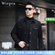 Wirpta高端品牌茄克翻領(lǐng)牛仔夾克男秋季新款時(shí)尚休閑帥氣通勤印花外套 黑色 （現貨速達） L 175