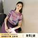 顏域（YANYEE）半袖圓領(lǐng)針織衫打底衫女士2024新款夏裝休閑上衣夏季印花T恤 紫花 M/38