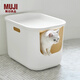 無印良品（MUJI）聚丙烯 附蓋貓砂盆 寵物用品 貓廁所 陽臺 半封閉 PAH7CC3S 白色