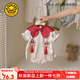 G.DUCKKIDS小黃鴨周歲禮服女寶寶夏裝嬰兒包屁衣夏季新生兒衣服抓周百天滿(mǎn)月 紅色 90cm XL 建議1~2歲