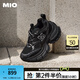 MIO[張予曦同款]米奧微翹圓頭復(fù)古做舊高跟老爹鞋厚底男女休閑鞋 黑色-女款 36