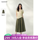 飛鳥(niǎo)和新酒休閑高腰闊腿褲女2025夏季新款輕薄莫代爾棉八分裙褲 苔蘚綠HCG08 L