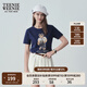 Teenie Weenie【索羅娜】女裝夏季簡(jiǎn)約風(fēng)白色短袖T恤短款上衣 藏青色 S (160)