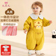久愛(ài)久寶寶罩衣連體爬服秋冬嬰兒全身一體式爬爬服兒童防臟吃飯衣 黃色老虎 90碼【建議身高70-85cm】