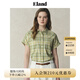 ELAND【亞麻】衣戀襯衫女格紋連肩袖卷邊短袖上衣25夏季新款淡人 綠色(40)Green-A款EEYCF24M01 M /165