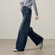 逸陽(yáng)寬松長(cháng)直筒牛仔褲女2025年春夏季新款輕薄顯瘦窄版闊腿褲子 深海藍 28