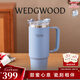 WEDGWOOD不銹鋼保溫杯高顏值咖啡杯便攜水杯陶瓷涂層茶杯保冷保熱隨行杯 浮雕玉石粉彩吸管杯-藍(lán)色888ml
