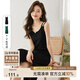 尚都比拉夏季針織吊帶連衣裙修身顯瘦高級感氣質(zhì)開(kāi)叉中長(cháng)款裙子 雅黑色 L