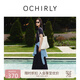 歐時力OCHIRLY 裙子收腰顯瘦小個子長款短袖連衣裙女2025夏新款 深藍 M