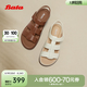 Bata羅馬風(fēng)涼鞋女2025夏季商場(chǎng)新款羊皮厚底復(fù)古軟底涼鞋AHG06BL5 棕色 40