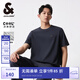 杰克·瓊斯（JACK&JONES）男裝短袖男商務通勤潮涼感華夫格logo皮標圓領短袖T恤男夏季衣服 E39 水泥灰 L (180)