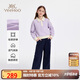 英氏（YEEHOO）女童套裝兒童衛(wèi)衣褲子兩件套中大童裝休閑運動時尚秋 夢幻紫 150