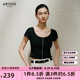 艾諾絲雅詩【商場同款】2025夏季新品短袖女針織衫U領(lǐng)顯瘦針織開衫40436002 黑色 L