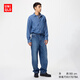 優(yōu)衣庫男裝女裝寬松直筒牛仔褲/水洗產(chǎn)品加長(cháng)款25秋冬新款479323 66 藍色 31 /170/78A