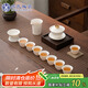 蘇氏陶瓷（SUSHI CERAMICS）描金羊脂玉茶具套裝德化陶瓷三才蓋碗純白瓷功夫茶杯8杯禮盒裝