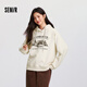 森馬（Semir）地理系列衛衣女冬季圖案插肩袖加絨連帽上衣101724116010