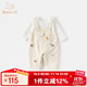 班喜迪女童套裝秋裝2025新款洋氣寶寶長(cháng)袖t恤嬰兒背帶褲兒童兩件套春秋 米色 90