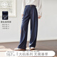 對白【AN大碼系列】仿牛仔直筒褲新款梨型身材褲子胖mm遮胯顯瘦闊腿褲 牛仔藍 M 建議體重110-125