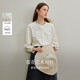 茵曼100棉荷葉領(lǐng)提花襯衫2026秋季女裝新款長(cháng)袖上衣 杏色 S