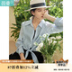 茵曼（INMAN）夏季百搭防曬透氣清新襯衫女小個(gè)子短款氣質(zhì)高檔上衣 淺藍(lán)色 L 