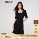 ONLY法式方領高腰A字短款牛仔連衣裙女|123242060 J19 黑牛仔BLACK DENIM XS (155) 76A