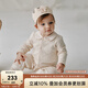 OAK FAMILY嬰兒連體衣秋季有機(jī)棉新生兒衣服寶寶和尚服 棕白條紋（對(duì)襟） （不含帽子） 80cm