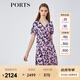 PORTS寶姿春夏新品女裝縫制針織短袖中長(zhǎng)連衣裙 丈青印花 S (4)