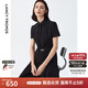 朗姿【尖貨補單】黑白色顯瘦輕禮服襯衫連衣裙女夏新款復古小黑裙裙子 黑色 M 160/80A