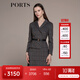 PORTS寶姿秋冬新品女裝縫制針織長袖中長連衣裙LM9N012NFE010 黑色格子 XS (2)