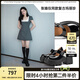 MIO【張婧怡同款】米奧春季超高跟單鞋蝴蝶搭扣淺口瑪麗珍鞋女 黑色 37