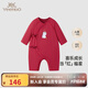 英氏【商場(chǎng)同款】拜年服嬰幼兒連體衣男女寶寶爬服寶寶滿(mǎn)月衣服 新年紅【和哈款】 59cm
