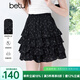 百圖betu女裝2025夏季新款半身裙仲夏夜夢(mèng)印花蓬蓬裙蛋糕裙子2505T48 黑色 M
