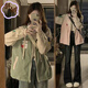 舒翎拼色棒球服外套少女春秋冬裝2025年新款初中高中學(xué)生寬松休閑外套 綠色 L 建議105-120斤