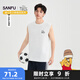 三福【迪士尼小熊維尼系列】2025夏季男士蠟洗圓領背心500056 精白 M