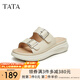 他她（TATA）休閑厚底拖鞋女鞋外穿軟底沙灘涼拖夏季新款YEU01BT4 米白 36