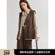 ELLE法式設計感拼接撞色馬甲女2024秋新款通勤風(fēng)優(yōu)雅V領(lǐng)馬夾外套 咖色 L