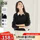 歐莎（OSA）假兩件套頭衛(wèi)衣女襯衫領(lǐng)秋季新款2025年洋氣寬松拼接上衣 黑色 L